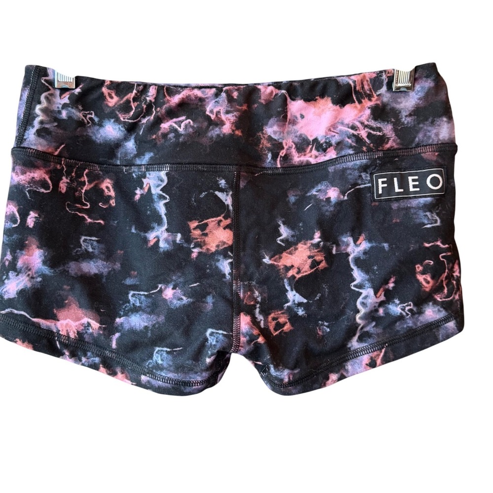 Fleo‎ Pink Black Tie Dye Compression Booty Shorts Womens Medium